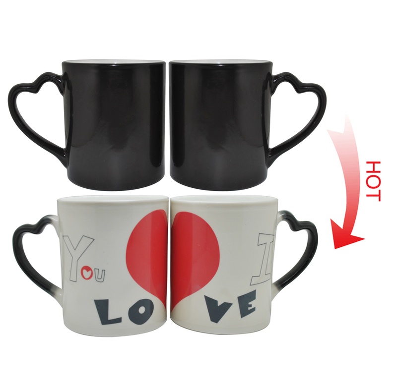 Heart-shaped handle Color changing mug