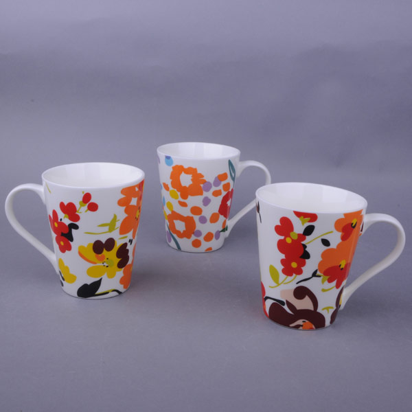 10OZ Watercolor flowers v-shaped mug small batch customization